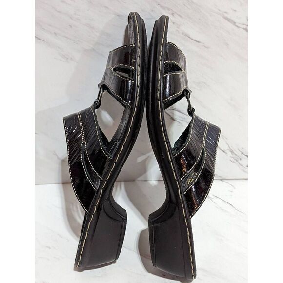 Josef Seibel Women's Black Leather Slip-On Sandals Size 8 Euro 41 - Picture 2 of 4